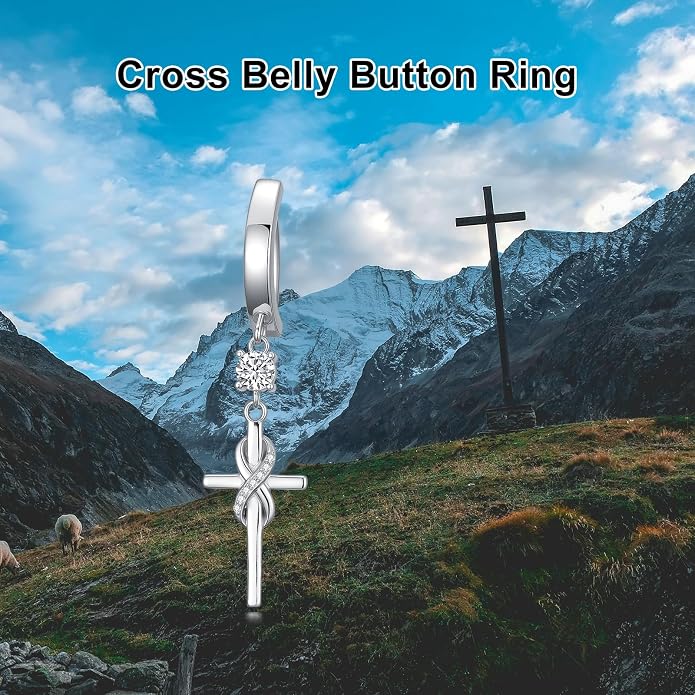 Butterfly Cross Shark Belly Button Ring 925 Sterling Silver Clicker Belly Rings Dangle Navel Ring Hypoallergenic Navel Piercing Belly Piercing Jewelry Gifts for Women