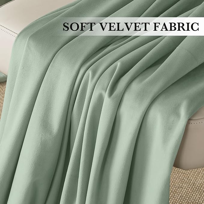 RYB HOME Aqua Velvet Curtains for Bedroom Living Room, Thermal Insulated Privacy UV Heat Blocking Luxurious Soft Rod Pocket Back Tab Drapes for Nursery, 42" W x 63" L, 2 Panels