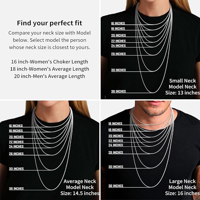 ASHINE "Pendant Ready Sterling Silver Box Chain Necklace for Women, 1mm 0.8mm Dainty & Sturdy 925 Silver Necklace Available in 16-36 Inch