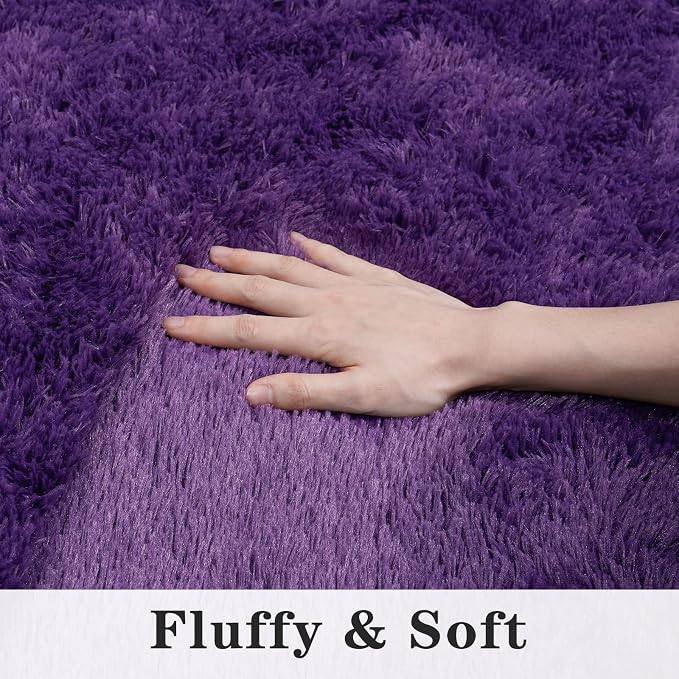 8x10 Purple Rug for Bedroom,Ultra-Soft Fluffy Area Rugs for Living Room | Large Soft Plush Furry Non-Slip Carpet for Kids,Girls Boys and Teens Decorations Aesthetic for Dorm Nursery Classroom
