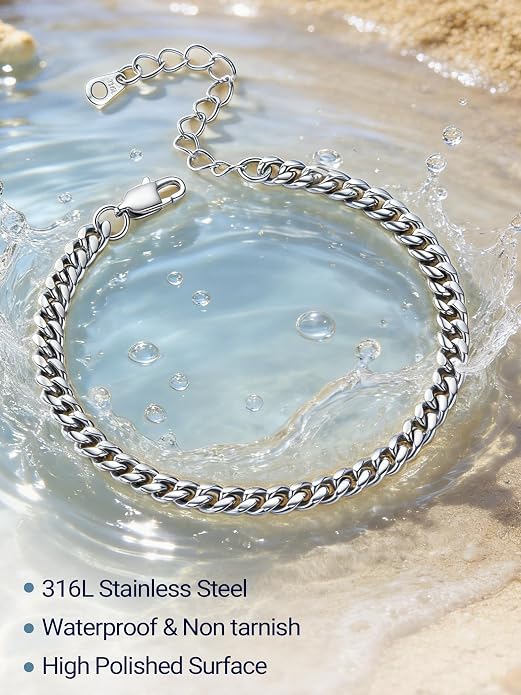 PROSTEEL Gold/Silver Anklets for Women Waterproof, 14K Gold Plated Ankle Bracelet Non Tarnish, Jewelry Gifts Adjustable