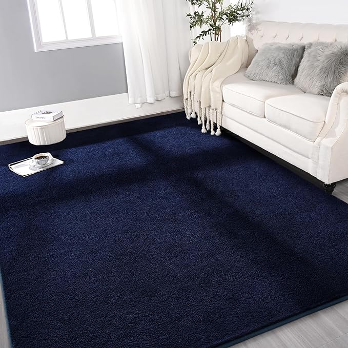 Gifeas Large Ultra Soft Modern Area Rugs for Living Room Bedroom, 4x6 Feet Navy Blue Thickened Memory Foam Indoor Solid Minimalist Carpets, Non-Slip Comfy Rug for Boys Girls Nursery Room Home Decor