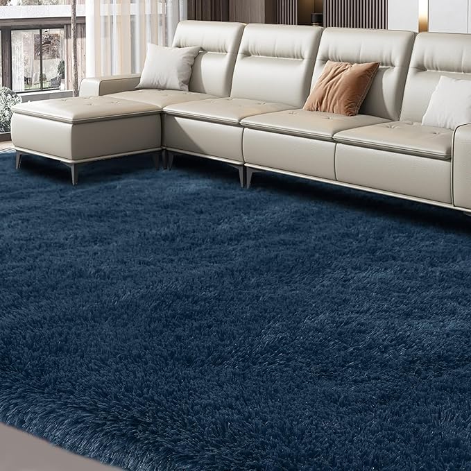 Area Rug 10x14 for Living Room - Large Navy Blue Shag Carpet | Cloud-Soft Comfort: Microfiber Memory Foam Layers Cradle Every Step - Cozy Warmth Your Whole Family Will Sink Into Daily