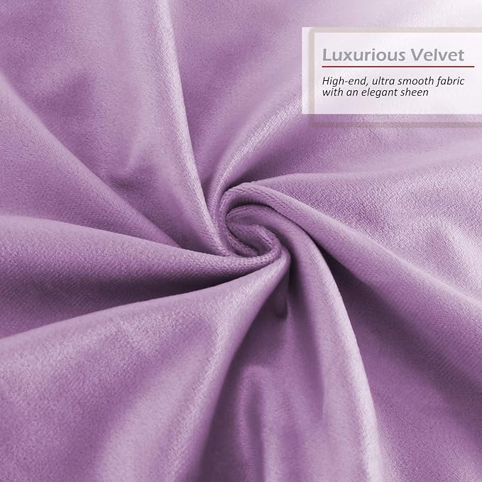 Nestl Throw Pillow Covers, Cozy Velvet Decorative Pillow Cases 24x24 Inches, Soft Solid Couch Pillow Covers for Sofa, Bed and Car, Set of 4 - Lavender