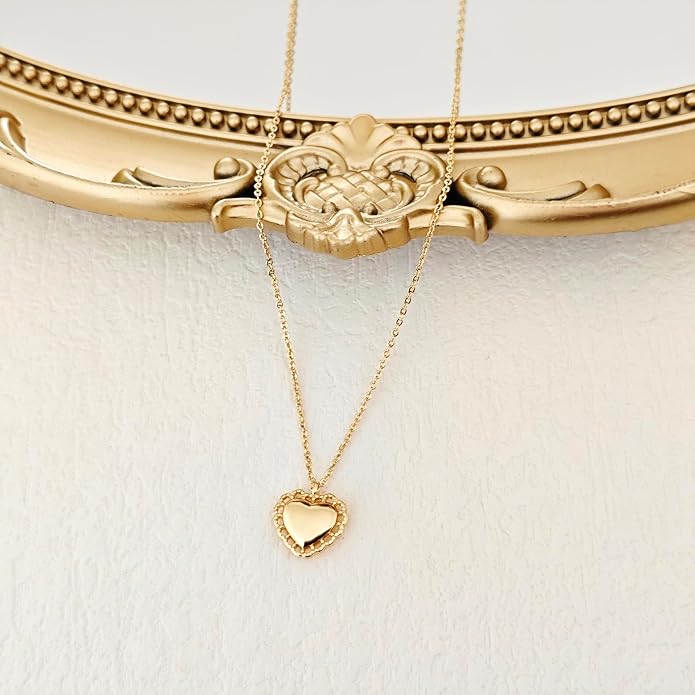 HERIER Cute Heart Necklace Dainty 18k Gold Plated Tiny Heart Pendant Choker Necklaces Small Gold Love Open Heart Chain Necklace for Women Simple Gold Necklace for Women Trendy Jewelry