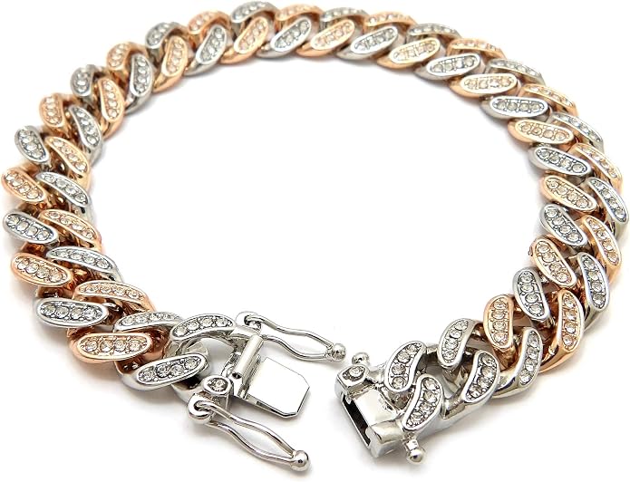 Fashion 21 Women's Stone Filled 10mm, 12mm Various Length Box Lock Cuban Chain Anklet