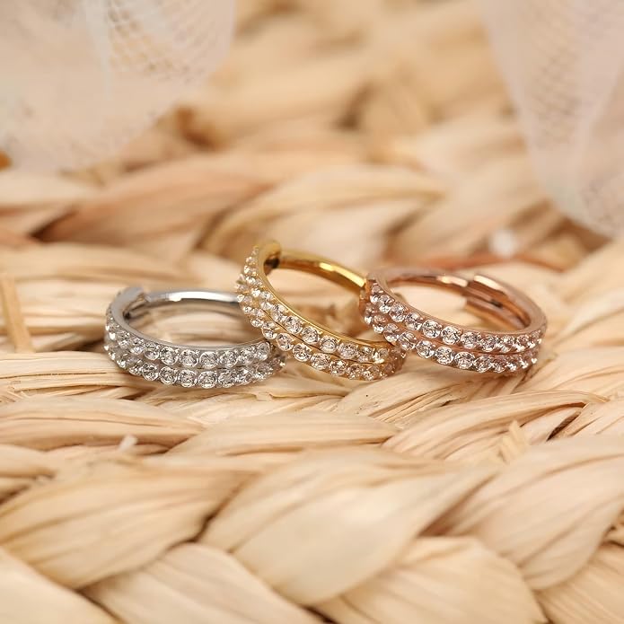 316L Surgical Steel Septum Clicker Ring Nose Ring Hoop Sleeper Hoop Earring Helix Rook Conch Cartilage Daith Tragus Earrings Lobe Nose Piercing Jewelry for Women