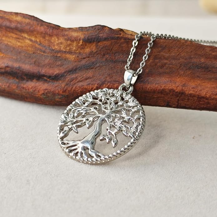 Tree of Life Necklace for Women, 925 Sterling Silver Pendant Necklace, Dainty Family Tree Celtic Jewelry, Birthday Anniversary Mothers Day Gift
