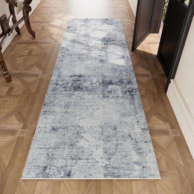 Machine Washable Kitchen Runner Rug: 2'6"x8' Rug Runners for Hallways Non Slip Low Pile Soft Faux Wool Floor Rug Non Shedding Carpet Runners for Hallways Entryway Bedroom Living Room Farmhouse Indoor