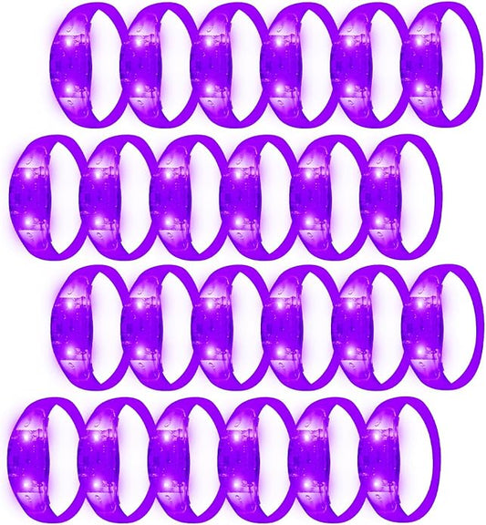 24 Pack Light UP Bracelets Sound Activated Flashing Wristbands Music Control Glow in the Dark Bracelets for Rave Game Prizes Carnival Concerts Night Events Mardi Gras Party Favors