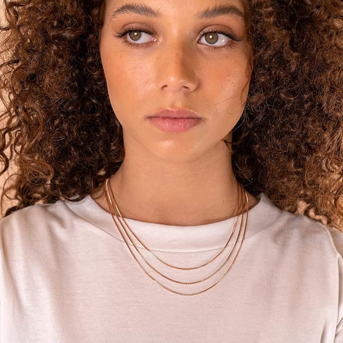 PAVOI 14K Gold Plated Dainty Layering Necklaces for Women | Snake Chain, Curb Link, Paperclip Layered Chains | Trendy Layering Necklace