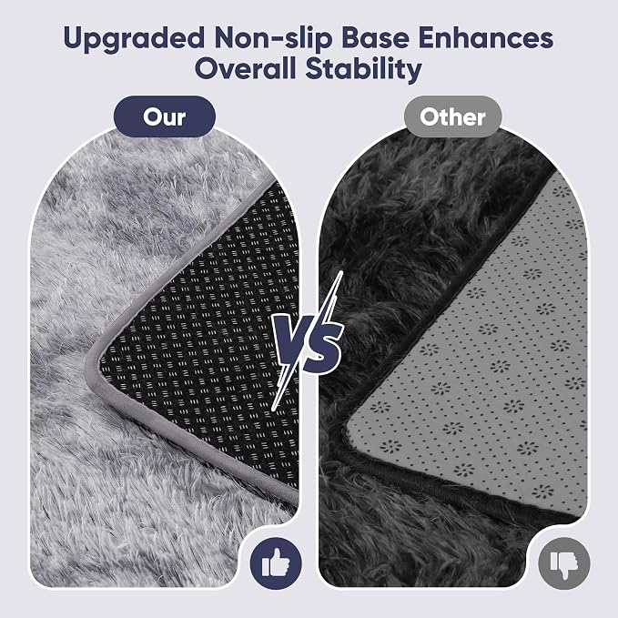 Area Rug for Living Room Bedroom: 4x6 Light Grey Soft Fluffy Shag Upgrade Non-Slip High Pile Carpet Large Fuzzy Plush Indoor Floor Decor Shaggy Rug for Kid Boys Girls Playroom Nursery Modern Home