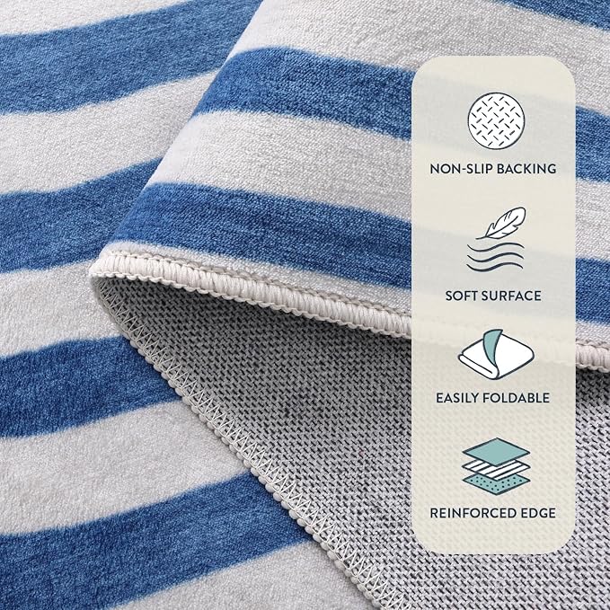 Lahome Modern Area Rugs 8x10，Blue Rugs for Living Room Machine Washable | Rugs for Bedroom Geometric Abstract Rug，Non Slip Soft Easy Clean Non Skid Carpet for Dining Office Dorm Alba(8'X10',Blue)