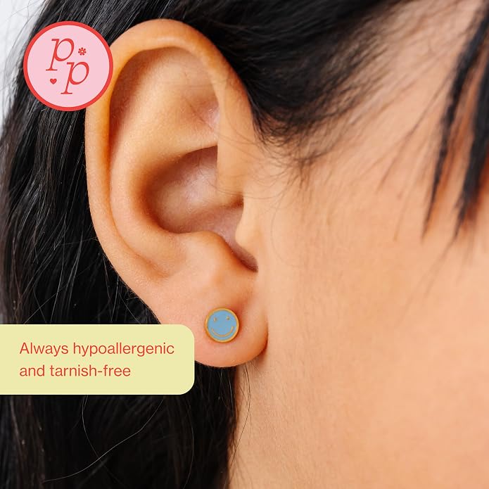 Colorful Stud Earrings - Gold, hypoallergenic, flat back earrings, all-day comfort for sensitive ears