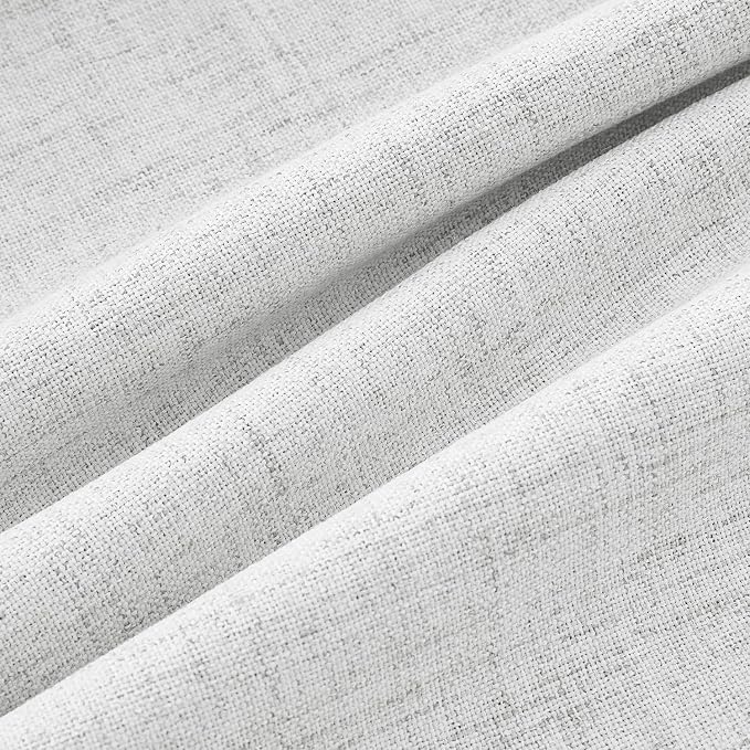 MIULEE 100% Blackout Linen Curtains 42 x 90 Inch Heathered White 2 Panels | Thermal Insulated, Room Darkening Drapes for Bedroom Living Room, Back Tab Rod Pocket Pinch Pleated, Solid Luxury Decor