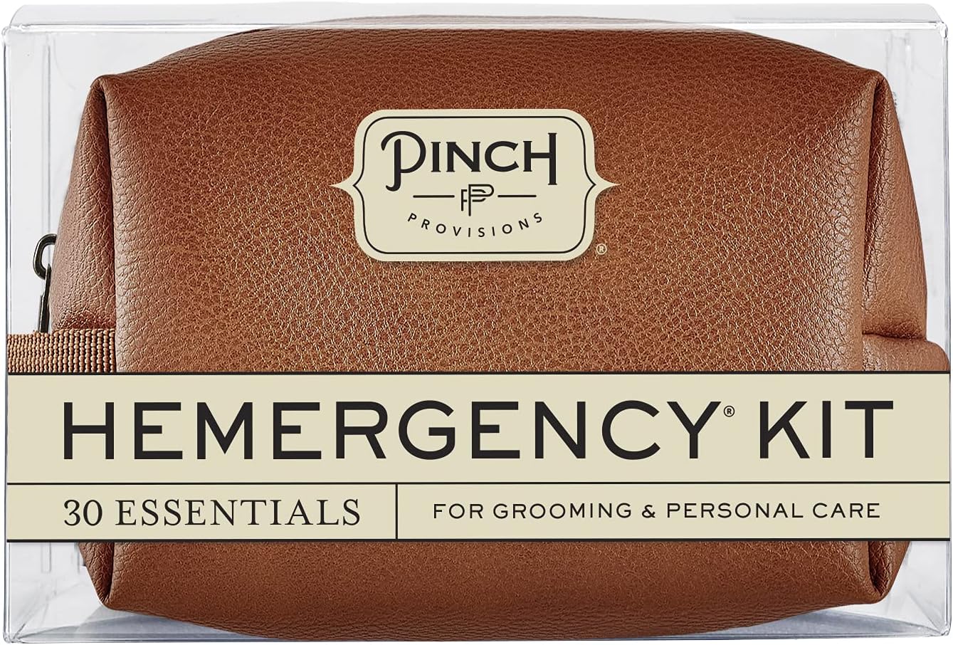 Pinch Provisions Hemergency Kit for Men, includes 30 Style & Grooming Essentials, Gift & Accessory for Grooms, Best Man, Personal Care, Travel or Cars