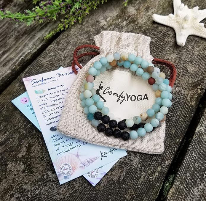Comfy Yoga - Essential Oil Bracelet - Aromatherapy Bracelet - Lava Stone Bracelet or Necklace - Handmade Yoga Jewelry - Oil Diffuser Wrap Bracelet - Gift for Women