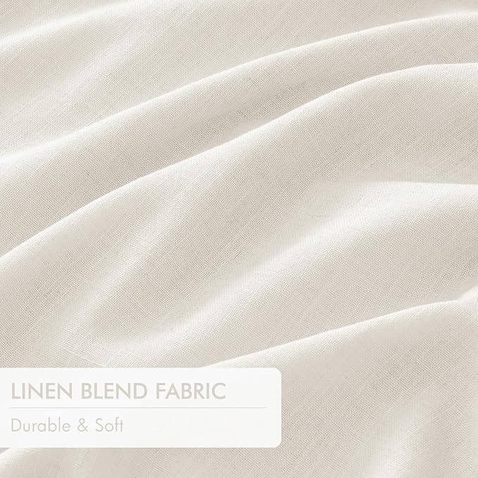 MIULEE Beige White Pinch Pleated 100% Blackout Linen Curtains for Bedroom, Room Darkening Memory Trained Window Curtains 102 inches Long for Living Room, Black Out Pleat Drapes, 2 Panels