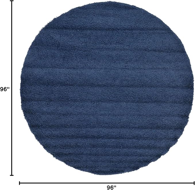 Unique Loom Solid Shag Collection Area Rug (8' Round Sapphire Blue/Navy Blue)