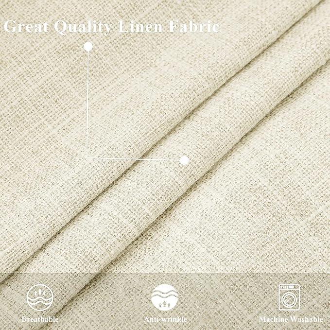 decorUhome Cream Faux Linen Outdoor Throw Pillow Covers 18x18 Set of 2 | Fall Decorative Textured Neutral Modern Farmhouse Pillow Covers with Stitched Edge for Couch Sofa Bed Living Room