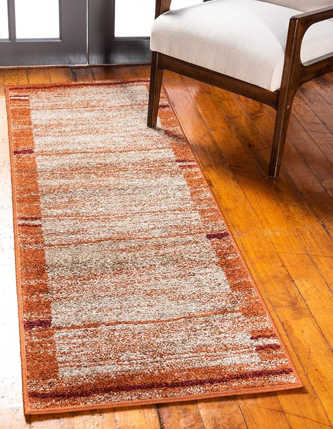 Unique Loom Autumn Collection Modern Contemporary Casual Abstract Area Rug (Beige/ Terracotta Rustic, 2 x 6 ft Runner)