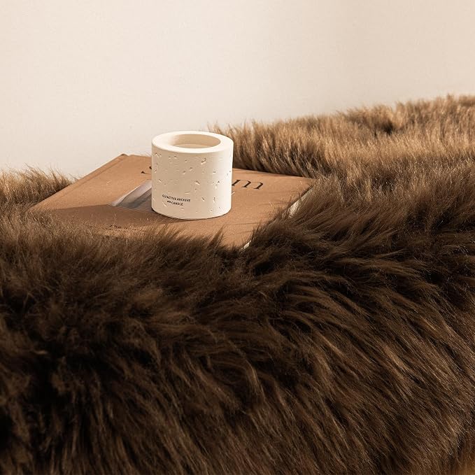 Ashler Faux Fur Rug, Fluffy Shaggy Area Rug Ultra Soft 2.3 x 3.3 Feet Sheepskin Fur, Dark Coffee Fuzzy Rug Machine Washable Shag Rug, Nursery Decor Throw Rugs for Bedroom, Kids Room, Living Room