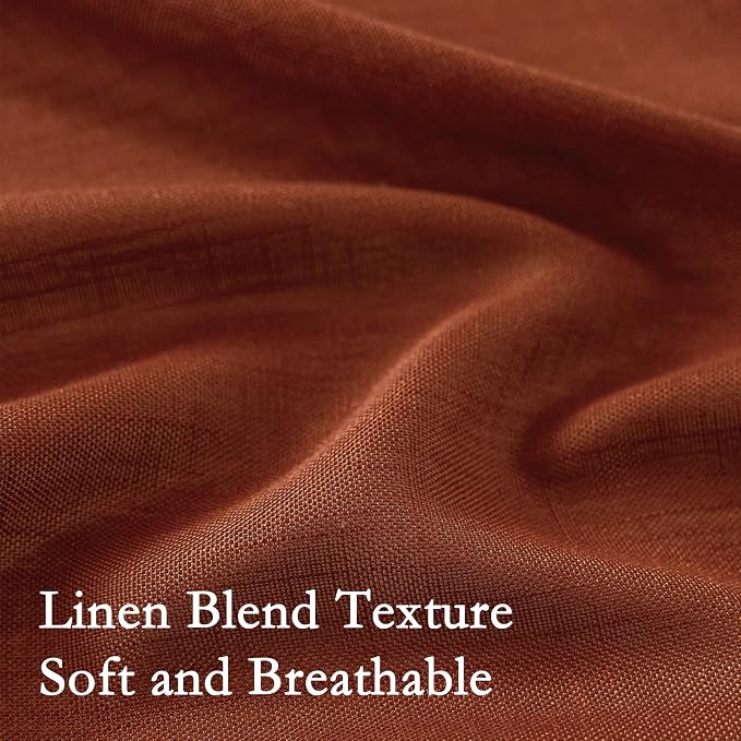 MYSKY HOME Boho Terracotta Tassel Curtains 84 Inches Long for Bedroom Living Room, Semi Sheer Light Filtering Bohemian Burnt Orange Curtains & Drapes for Sliding Door Privacy Farmhouse, 2 Panels