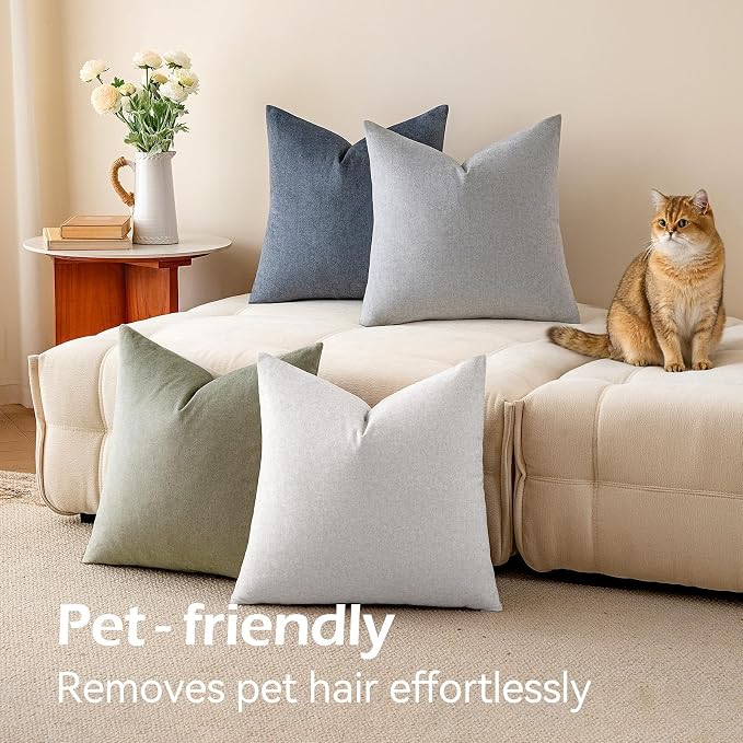 a moment Waterproof Throw Pillow Covers Set of 4,18x18 Inch Outdoor Stain Resistant Pet Friendly Pillowcases Cushion Covers for Patio Sofa and Living Room,Coastal Mist
