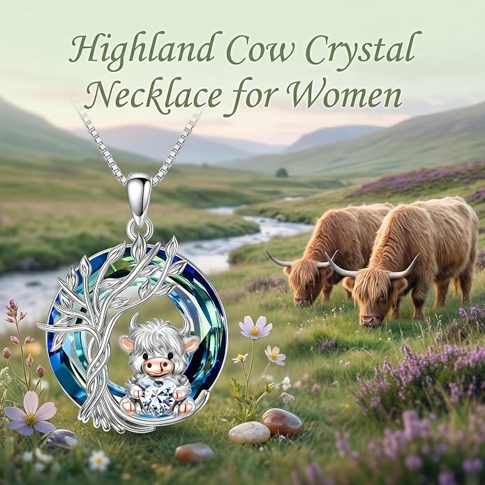 PELOVNY Teddy Bear Necklace for Women 925 Sterling Silver Bear/Highland Cow/Fox/Cat/Axolotl Birthstone Necklace Christmas Birthday Jewelry Gifts for Mom Daughter Wife Sister