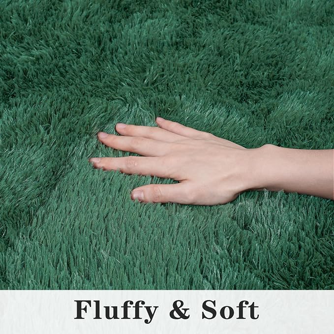 Dssimo 6x9 Super Fluffy 6x9 Rug for Bedroom, Modern Shag Dark Green Area Rugs, Soft and Cozy Plush Large Carpet for Kids, Girls Boys and Teens Decorations for Living Room Dorm Nursery Classroom