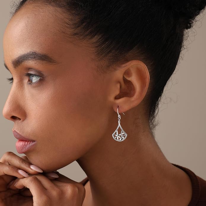 LeCalla 925 Sterling Silver Antique Earrings for Women | Filigree Leverback Dangle Earring | Drop Dangle Earrings for Women | Oxidized Silver Jewelry for Her Mom Wife