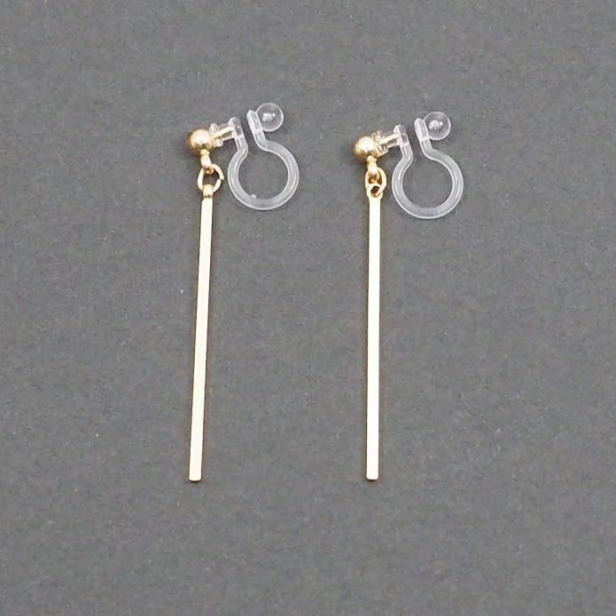 Comfortable Stick Invisible Clip On Earrings Gold Dangle Long Waved Threader Bar Clip-On Non Pierced Earrings Silver For Women,…