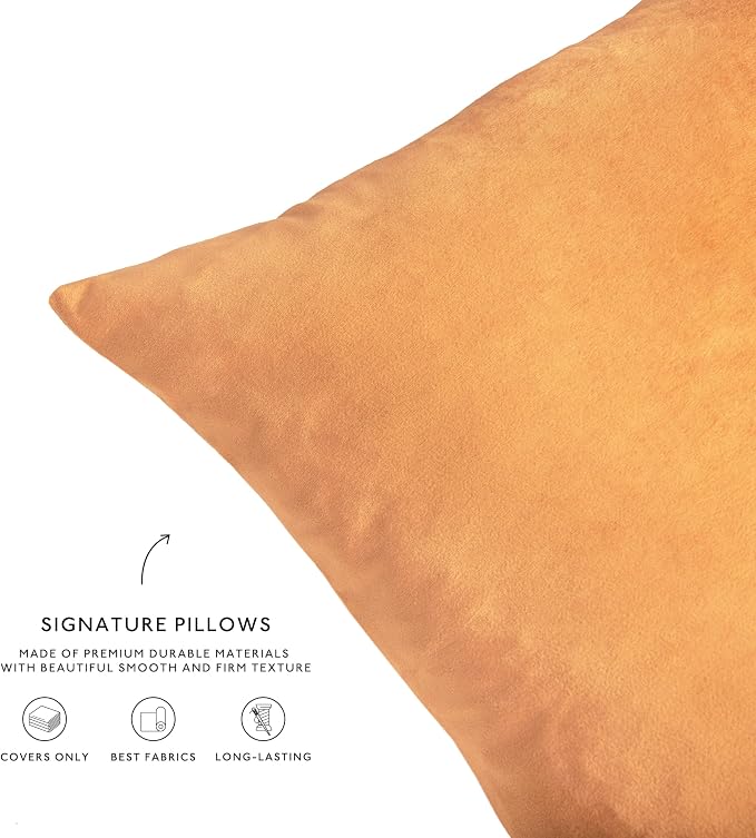 MONDAY MOOSE Decorative Throw Pillow Covers Cushion Cases, Set of 4 Soft Velvet Modern Designs, Mix and Match for Home Decor, Pillow Inserts Not Included (20x20 inch, Yellow/Pink)