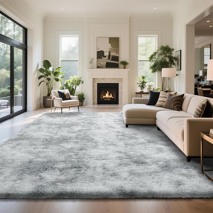 yongyangjuxin Fluffy Rug Shag Area Rug, Mottling Grey 6x9 Area Rugs for Living Room, Large Shag Area Rugs for Bedroom Room Home Decor, Upgrade Anti-Skid Rectangular Fuzzy Rugs