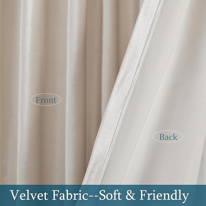 PRIMROSE Cream Ivory Curtains 102 inch for Living Room,2 Panels Drapes Blackout Rod Pocket Back Tab Window Treatment Room Darkening Thick Decorative Curtains for Bedroom