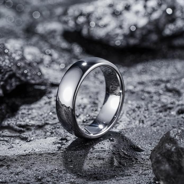 King Will Tungsten Carbide Wedding Band for Men Women Promise Rings for Couples Domed High Polish
