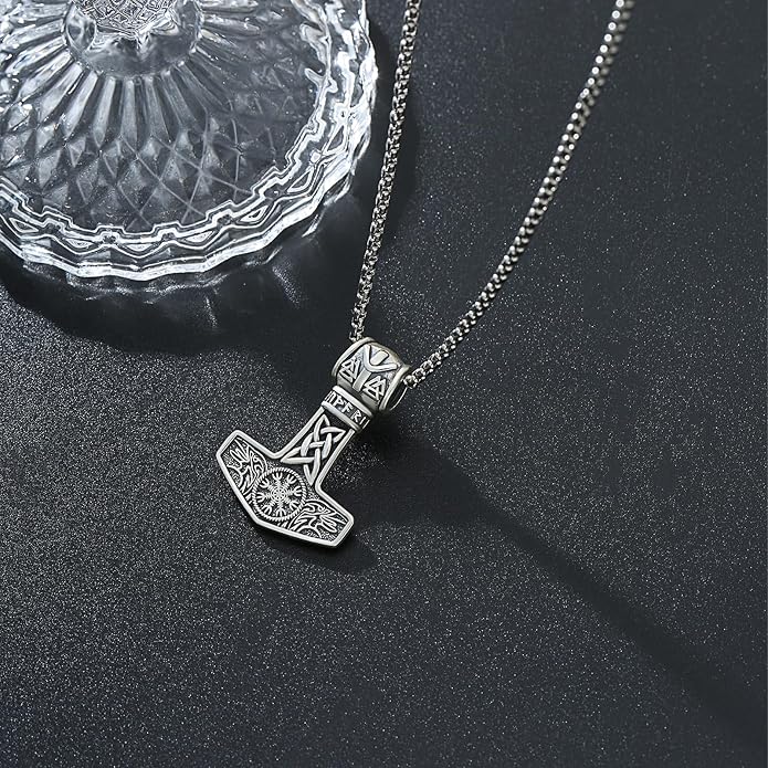 Viking Necklace for Men 925 Sterling Silver Nordic Viking Necklace Viking Amulet Jewelry Gifts for Men Women