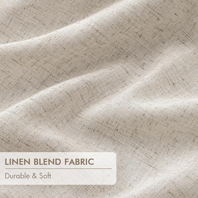 MIULEE Beige Pinch Pleated 100% Blackout Linen Curtains for Bedroom, Room Darkening Memory Trained Light Blocking Window Curtains 84 inches Long for Living Room, Black Out Pleat Drapes, 2 Panels