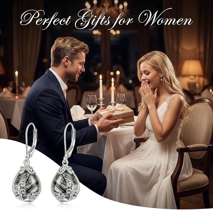 POPLYKE Celtic Filigree Teardrop Drop Dangle Earrings Sterling Silver Leverback Earrings Jewelry for Women