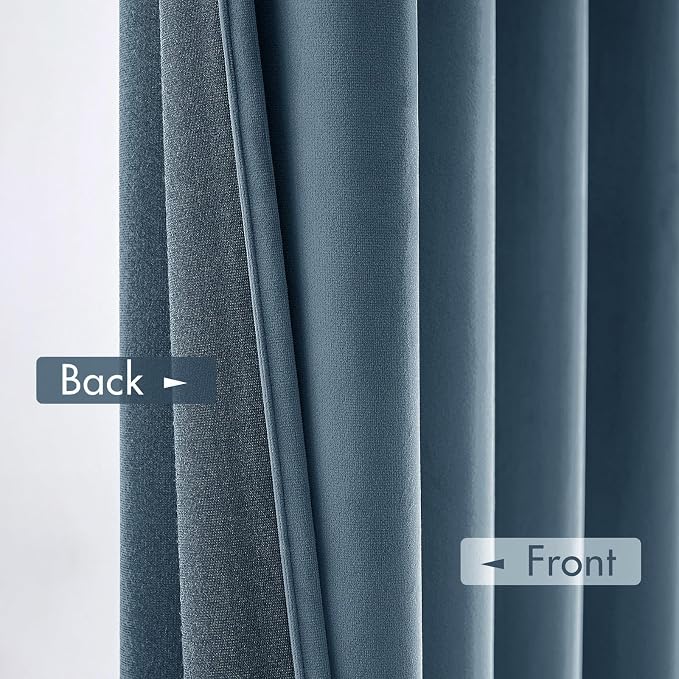 MIULEE Dark Slate Blackout Velvet Curtains Drapes 96 Inch Long 52"x96" | Luxurious Bedroom Living Room Decor, Room Darkening, Thermal Insulated, Rod Pocket Design, Super Soft Fabric