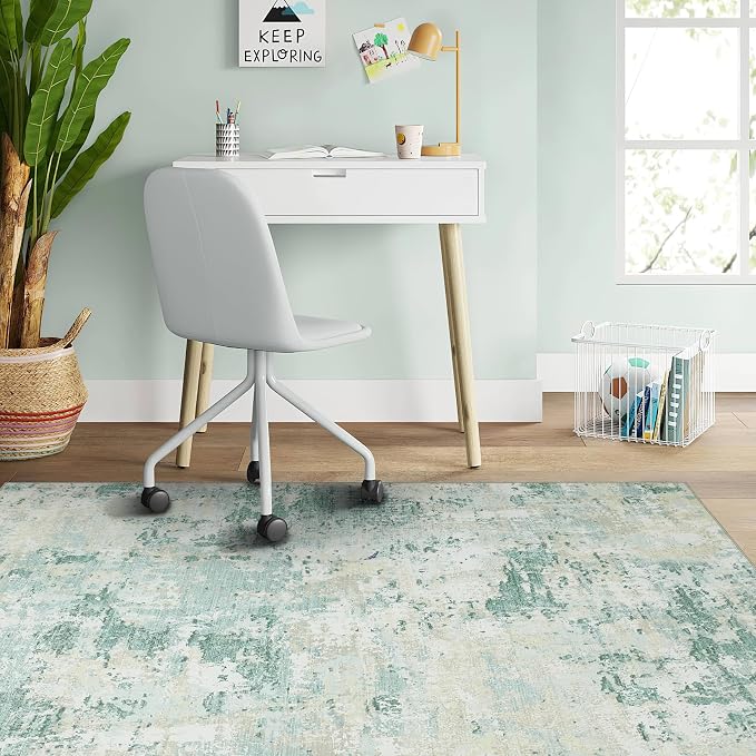 ROYHOME Modern Abstract 2x3 Area Rug Non Slip Non Shedding Low Pile Stain Resistant Rug for Entryway Kitchen Bedroom,Green