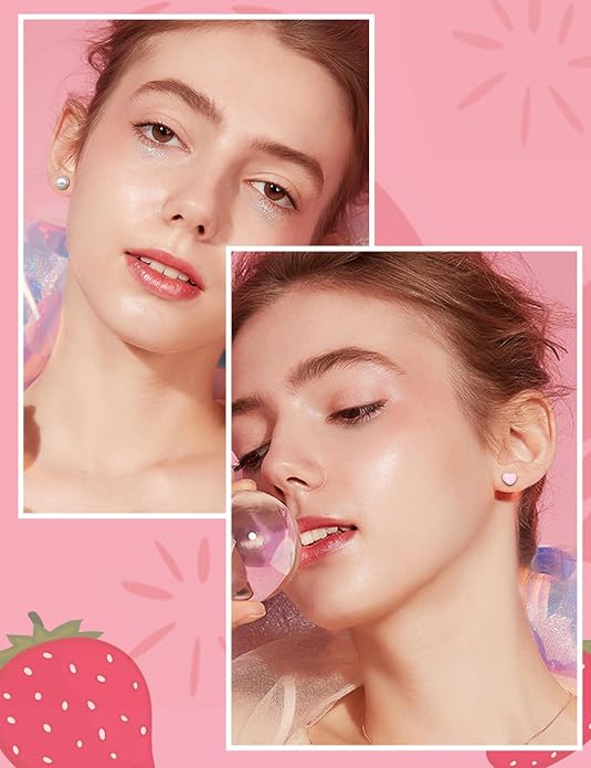 Florideco Hypoallergenic Earrings for Women 316 Surgical Steel Earrings for Sensitive Ears Cute Small Daisy Hoop Earring Heart Flower Strawberry Rainbow Flat Back Earring Sets