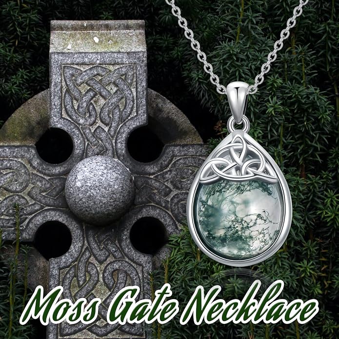 PELOVNY Celtic Knot Necklaces for Women 925 Sterling Silver Gemstone/Birthstone Teardrop Infinity Necklace Irish Celtic Pendant Jewelry Gifts for Mom Daughter Wife