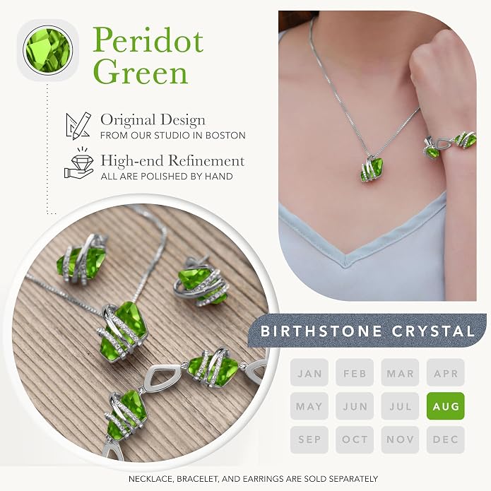 Leafael Wish Stone Pendant Necklace with Birthstone Crystal, 18K Rose Gold Plated/Silvertone, 18" + 2"