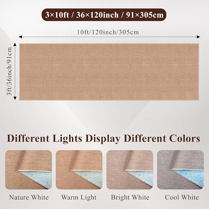 3x10 Runner Rug Hallways Washable: Non Slip Kitchen Extra Long Jute Runners | Carpet Bathroom Office Laundry Dining Living Room Durable Floor Mat Boho Farmhouse Decor Indoor Textured Classic (Beige,3x10)