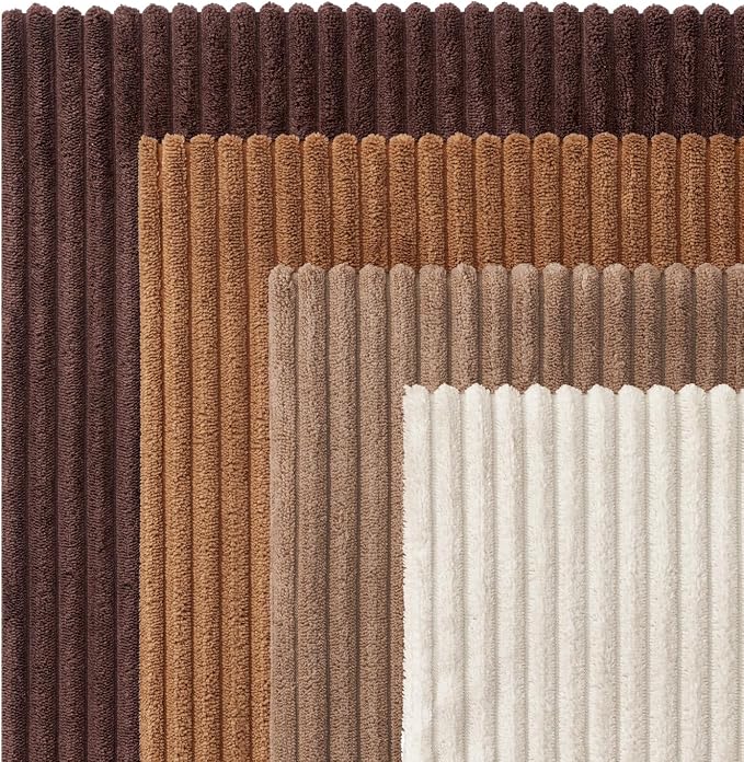 EMEMA Brown Decorative Throw Pillow Covers 20x20 Inch Set of 4 Boho Farmhouse Corduroy Striped Square Pillow Case,Western Modern Cushion Covers for Couch Bed Livingroom Home Decor
