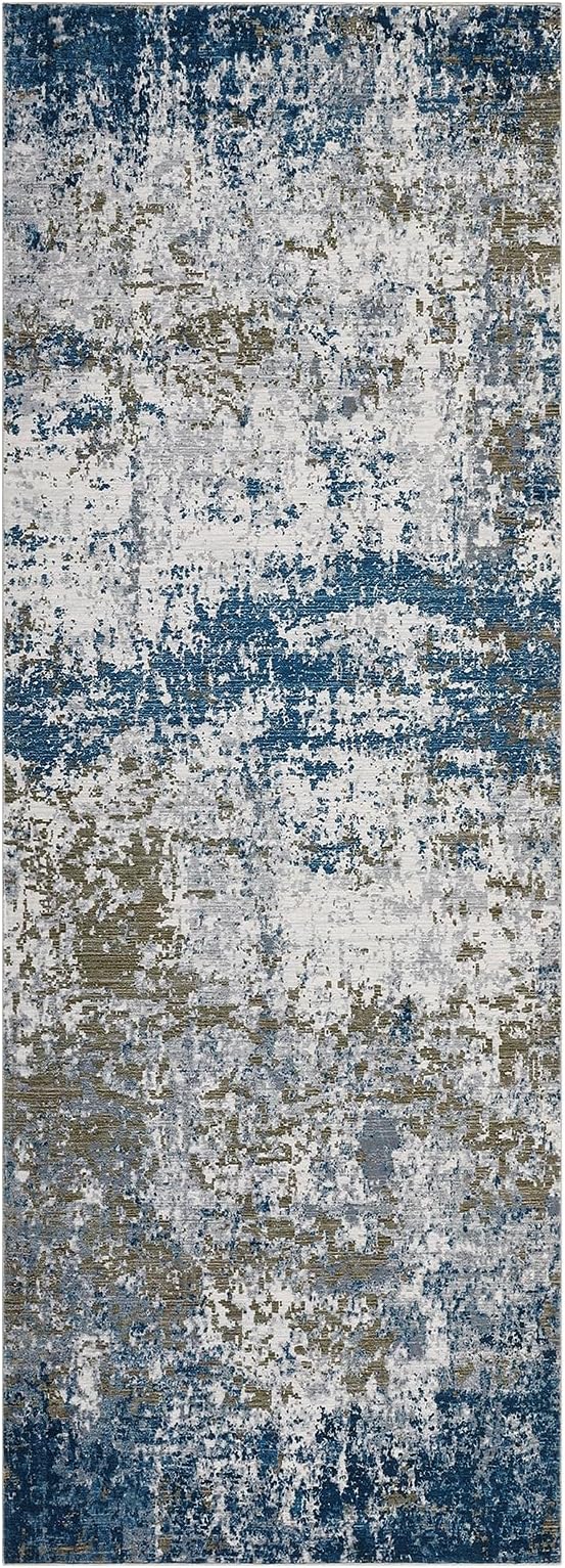 ROYHOME Modern Abstract 2x8 Runner Rug Non Slip Non Shedding Rug Low Pile Stain Resistant for Bedroom Hallway Kitchen,Navy