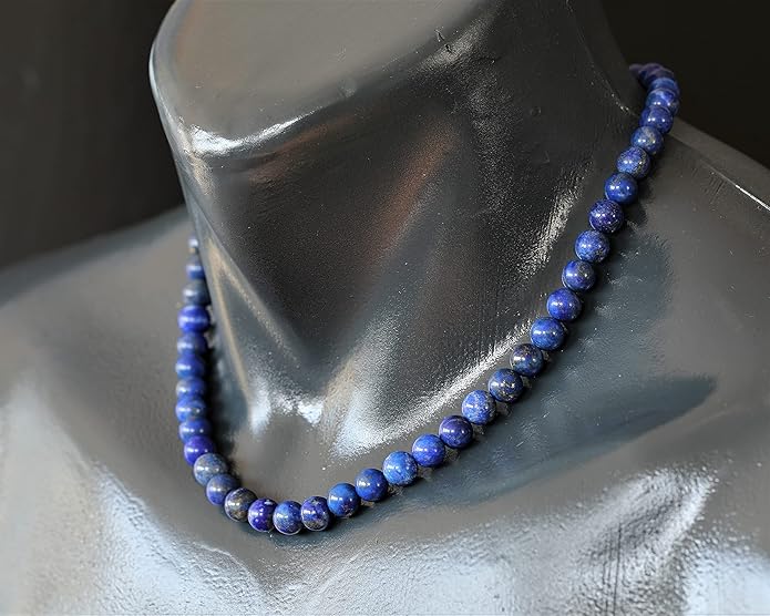 Natural Gemstone Beaded Choker Necklace | 8mm Handmade Adjustable Jewelry for Men & Women | Chakra Balancing Crystal Necklace | Spiritual Gift | Macrame Cord with Extender
