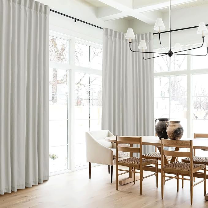 RYB HOME Grey Linen Sheer Curtains 84 inches Long, Linen Textured Semi Sheer Flowy Privacy Blind Shade for Dormitory Sliding Glass Door, W 52 x L 84 inches, 2 Panels Set