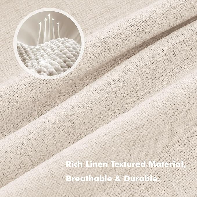 MIULEE 100% Blackout Linen Curtains 42 x 72 Inch Cream Beige 2 Panels | Thermal Insulated, Room Darkening Drapes for Bedroom Living Room, Back Tab Rod Pocket Pinch Pleated, Solid Luxury Decor